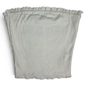 Wild Honey White Ribbed Ruffle Tube Top XS Strapless Stretchy Crop